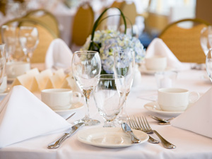 White dressed event table